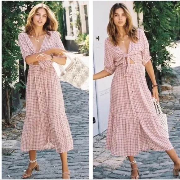 Faithfull the Brand Dresses & Skirts - Faithfull The Brand Bow Tie Maple Midi Dress Size 6